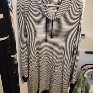 Maurices Black and White Striped Cowl Neck Sweater